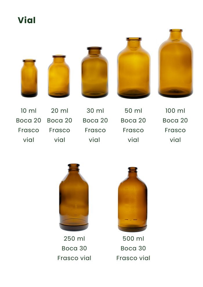 Frascos vial ámbar farmacéuticos 10ml a 100ml Boca 20