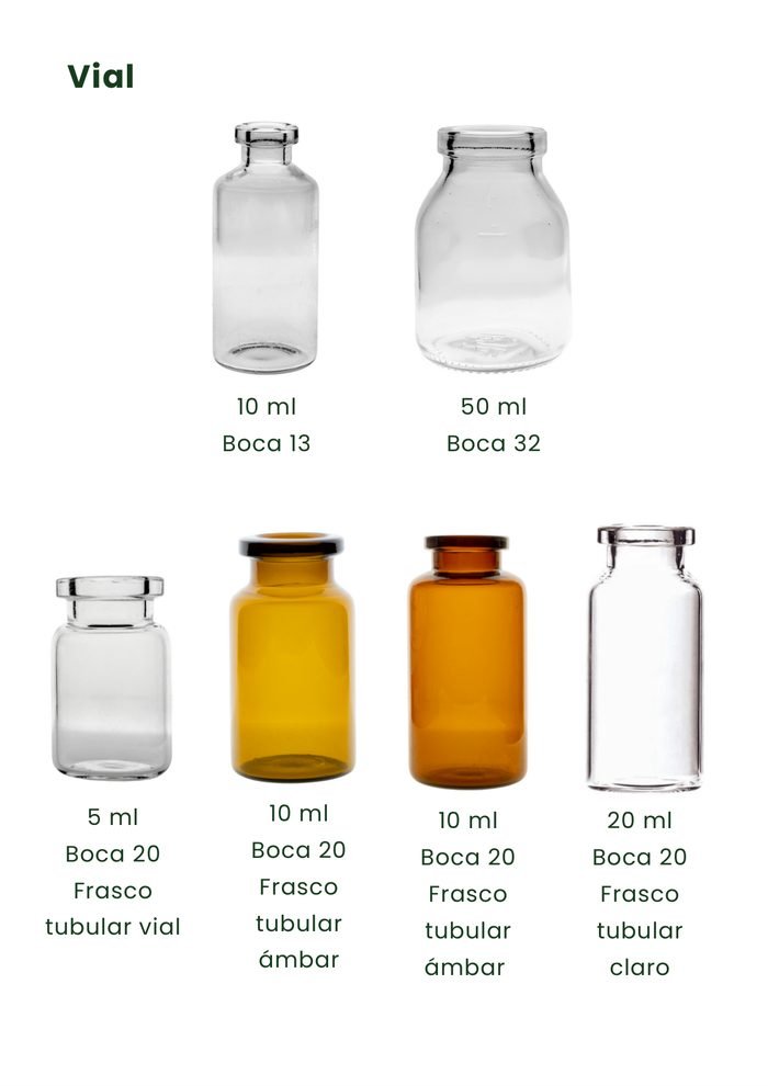 Viales tubulares farmacéuticos ámbar y claro 5ml, 10ml, 20ml